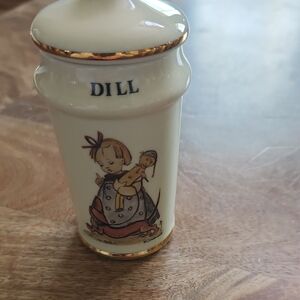 Hummel Cream and Gold Spice Jar -Dill